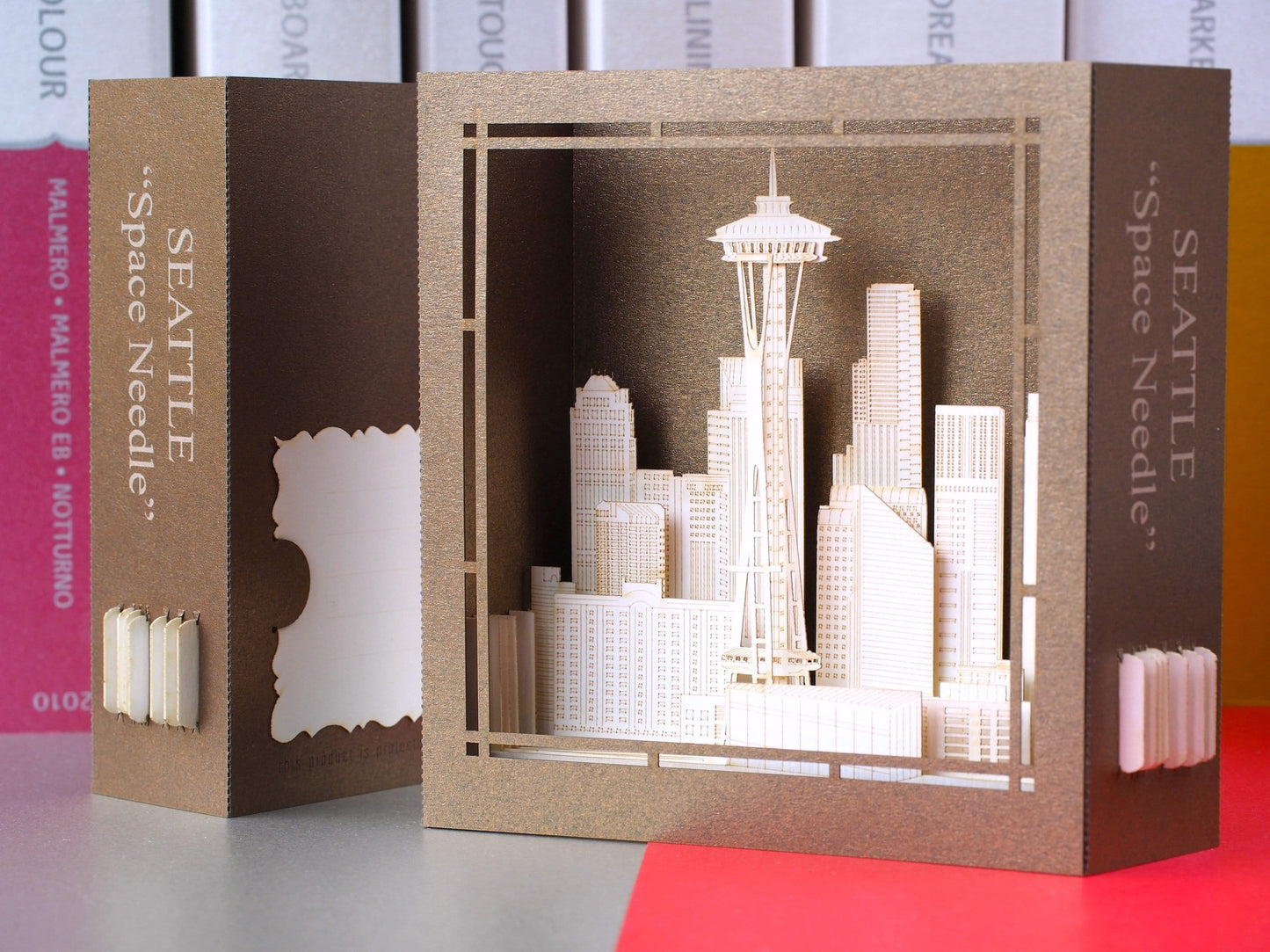 Seattle Washington Space Needle Skyline pop up paper card. America American gifts paper Landmarks. Miniature architecture model art craft