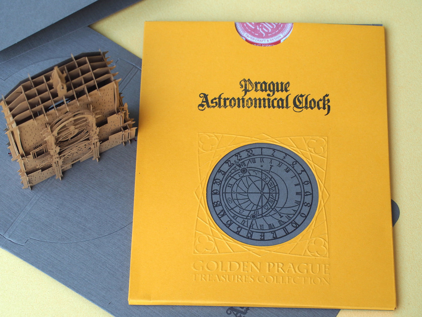 3d pop up paper model. The Prague Astronomical clock Orloj miniature craft. The Old Town Chezh kirigami artwokrs. Art object modeling