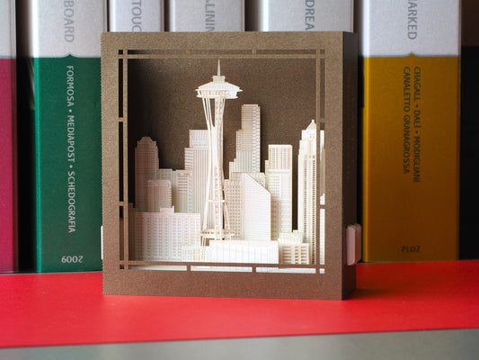 Seattle Washington Space Needle Skyline pop up paper card. America American gifts paper Landmarks. Miniature architecture model art craft
