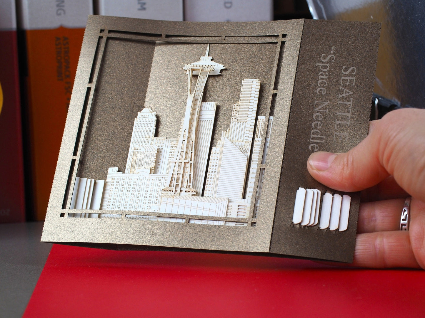 Seattle Washington Space Needle Skyline pop up paper card. America American gifts paper Landmarks. Miniature architecture model art craft