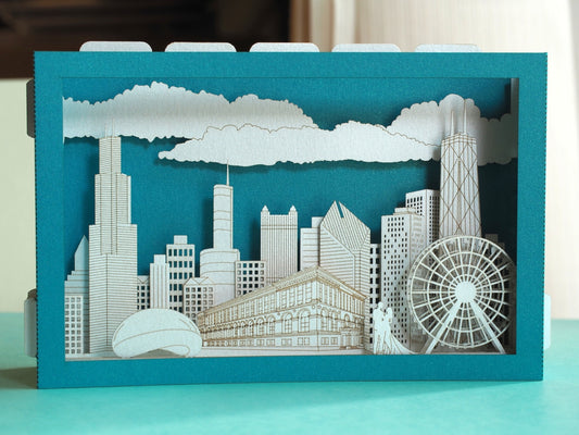 Chicago pop up card. Landmarks city, USA.