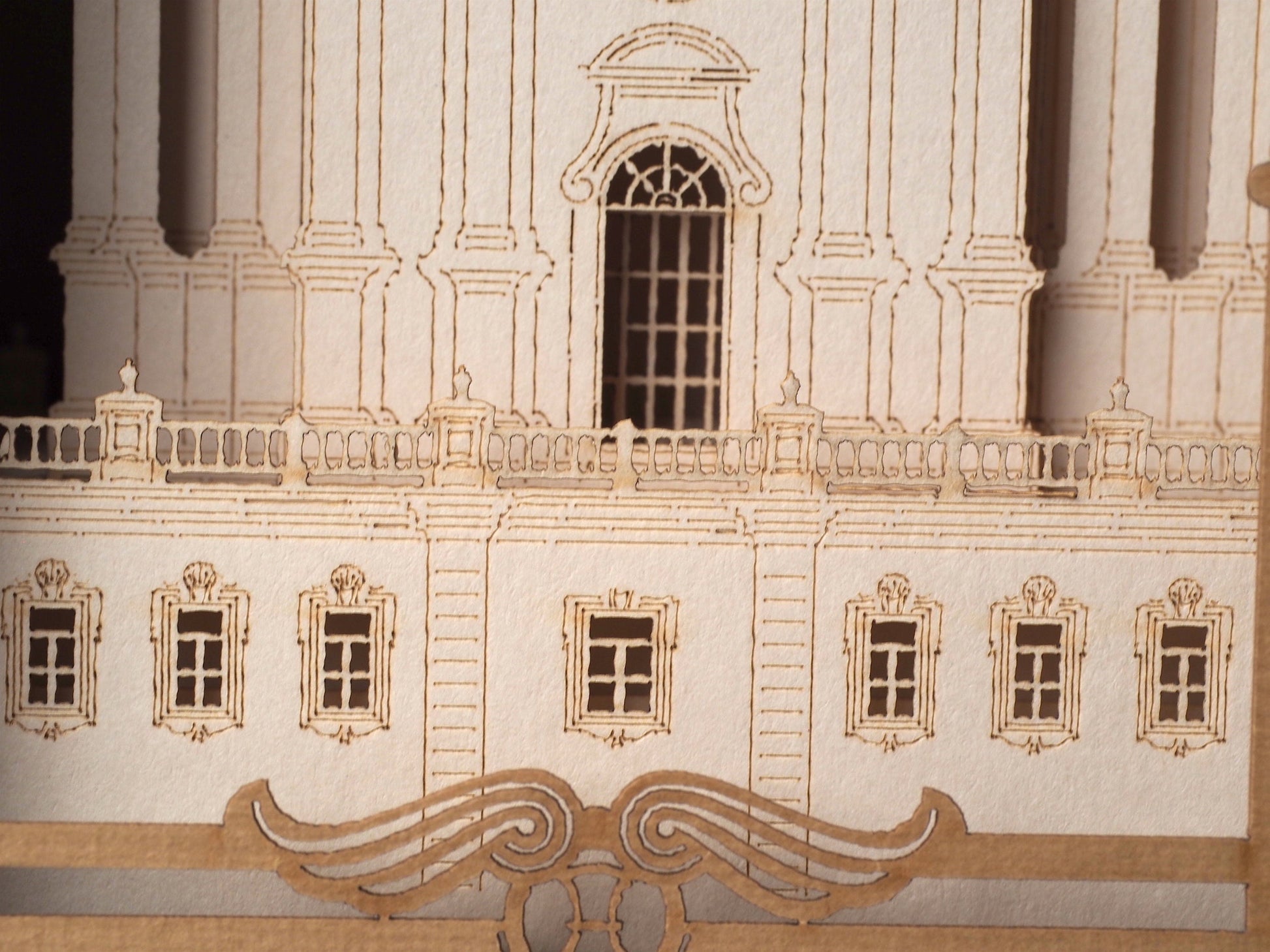 St. Andrew's Church Baroque Cathedral Kyiv, Ukraine. Ukrainian Architecture Landmark. Paper miniature Artwork kirigami gift. Pop up card