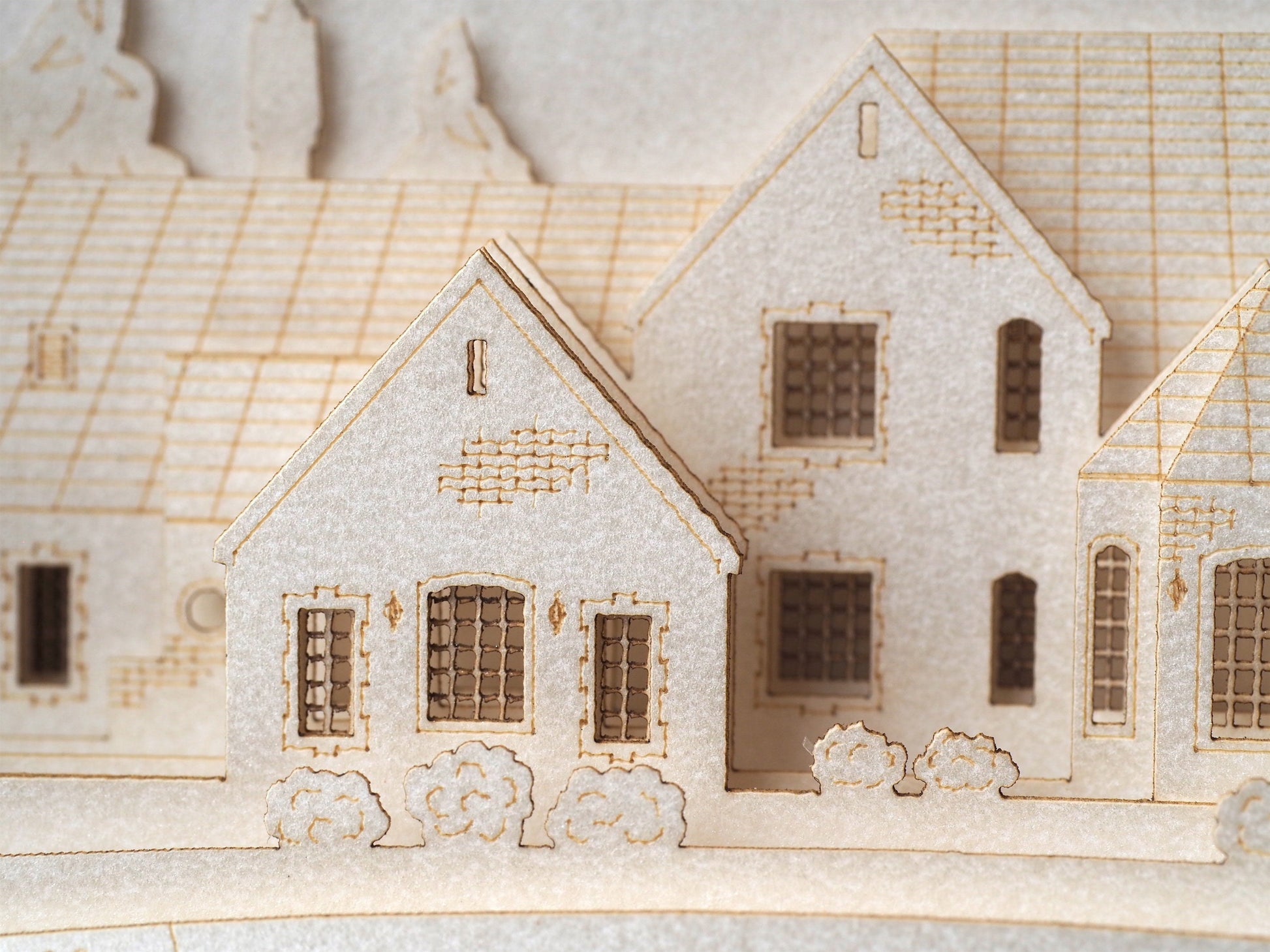 Mansion model. Realtor gifts, property manager promo cards - paper house miniature. Architect gift, clients gifts, customs promotion. Houses
