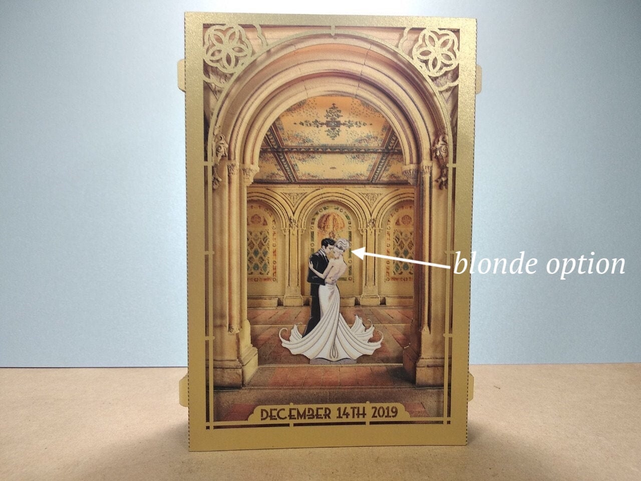 Wedding Save the Date Central Park NYC USA Bethesda Fountain Terrace pop-up card