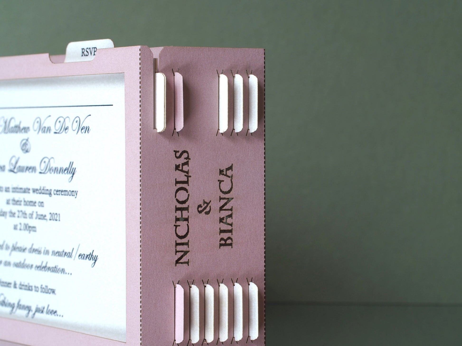 Wedding invitations. Nature, park, oak alley, dog, bride, groom. RSVP inserts. Paper pop up art customization. Outdoor, trees. Colibrigift