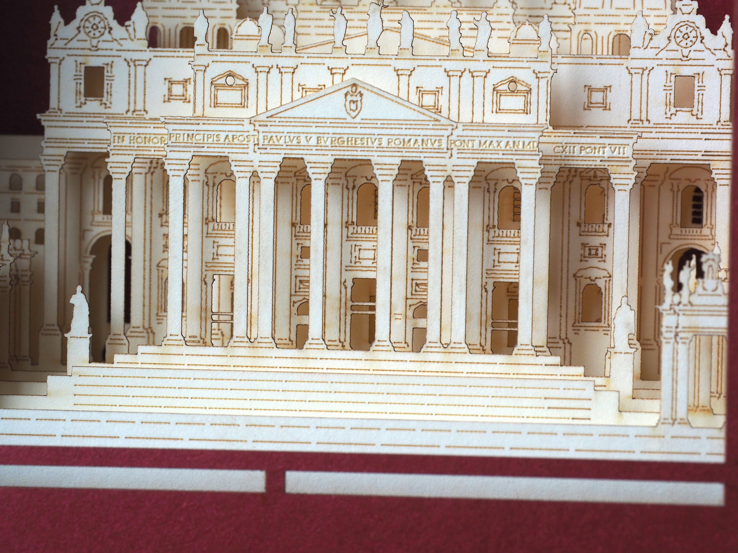 Saint Peter's Basilica Rome, Italy. Church Roma. Paper box pop up card folds flat with architecture design