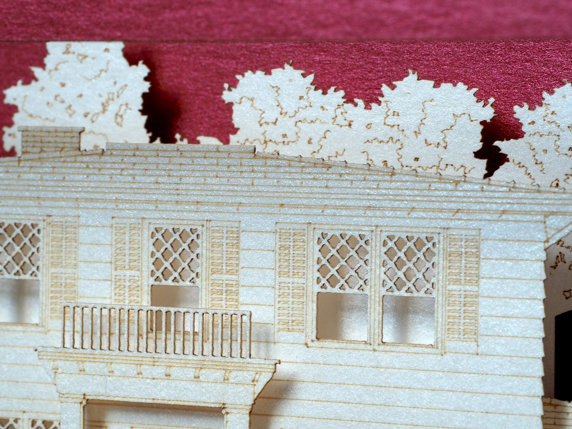 Custom 3D pop up house card with detailed building design, unique architecture greeting card gift for realtors, architects and housewarming celebrations.