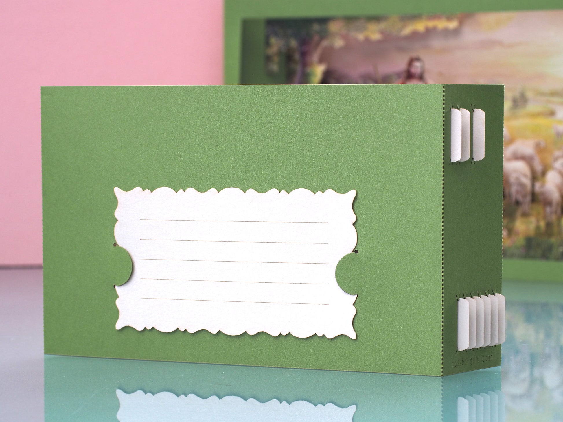 Jesus with Lambs pop up paper card, box folds flat