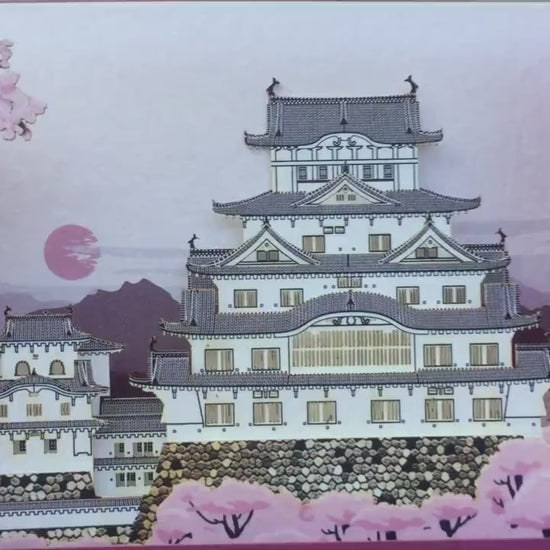 Japan Himeji Castle. Paper pop up card. 