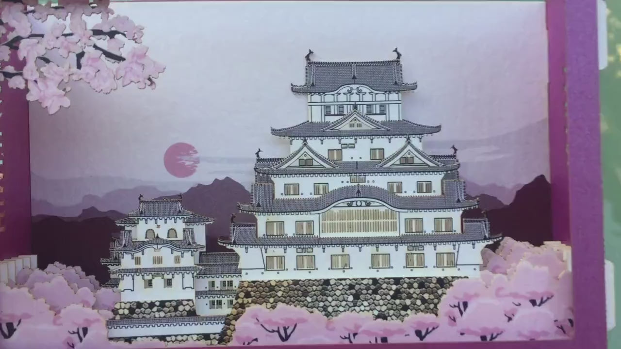 Japan Himeji Castle. Paper pop up card. 