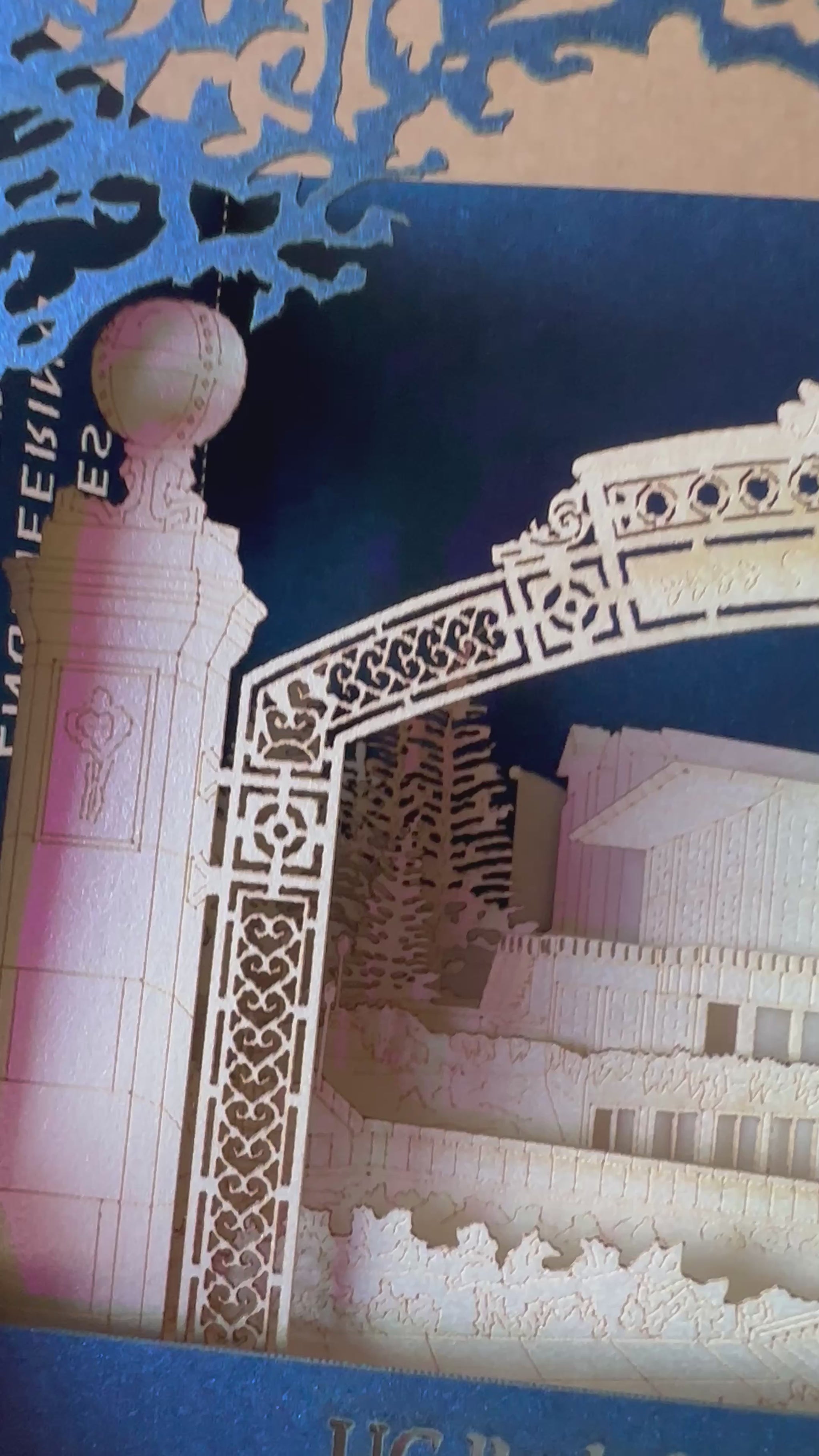 Pop up paper box card with Berkeley Center of Engineering miniature model design