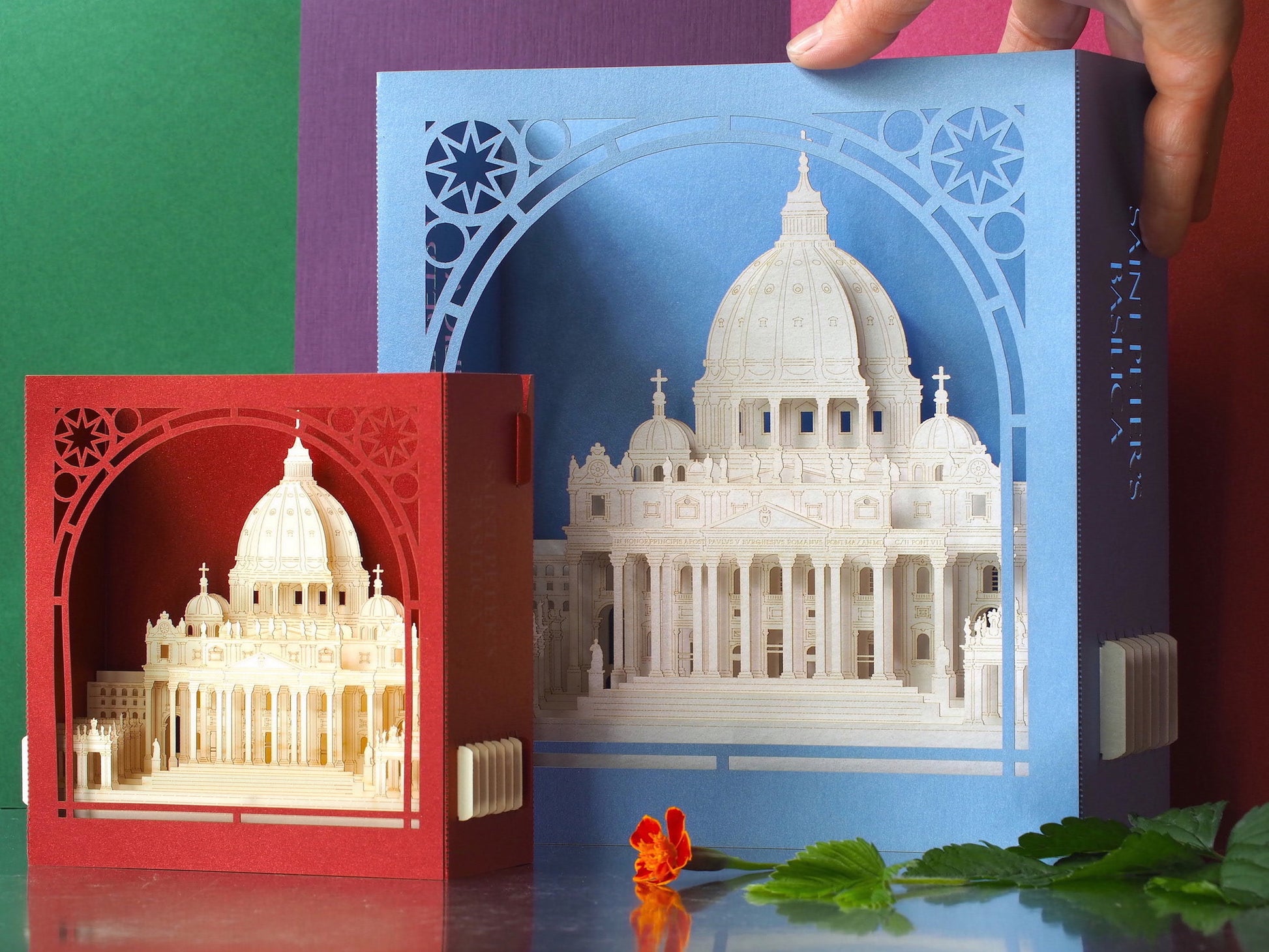 Saint Peter's Basilica Rome, Italy. Church Roma. Paper box pop up card folds flat with an architectural design