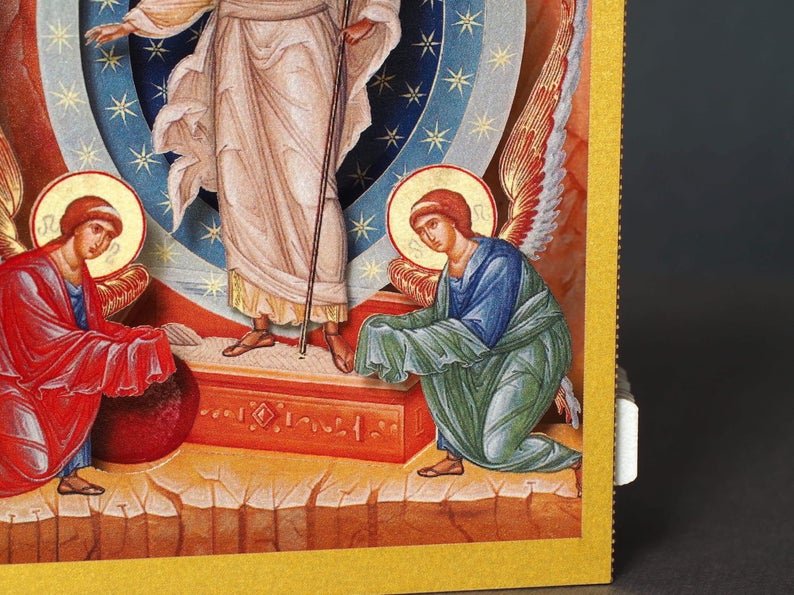 Jesus Christ Has Risen card Easter. Paper pop up 3d box card
