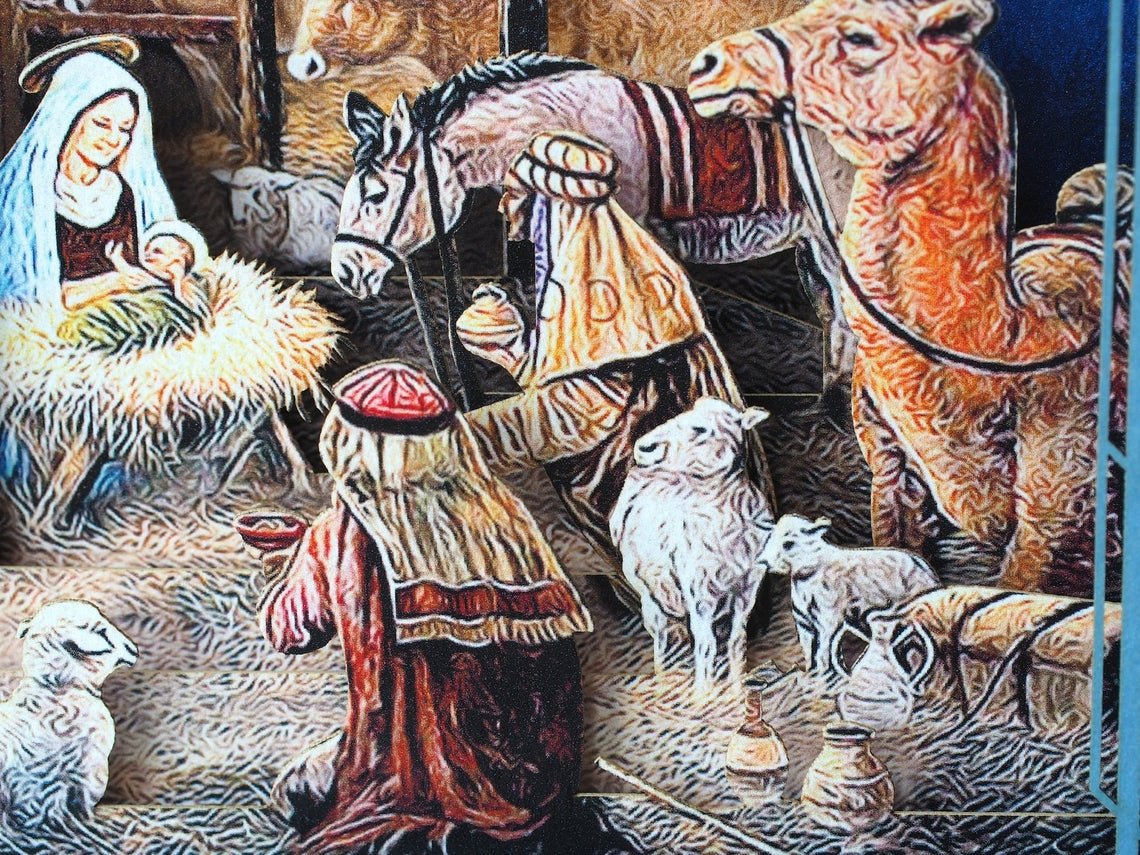 Christmas pop-up card Jesus Birth Holy Night