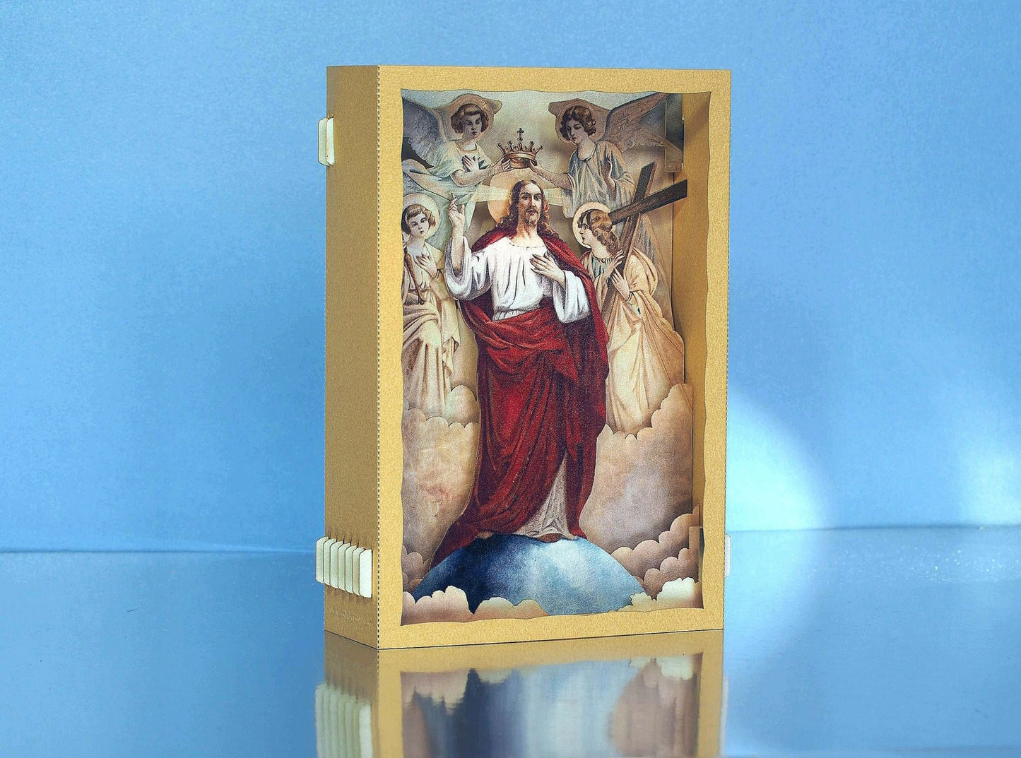 Jesus on Planet. Pop-up paper laser-cut card