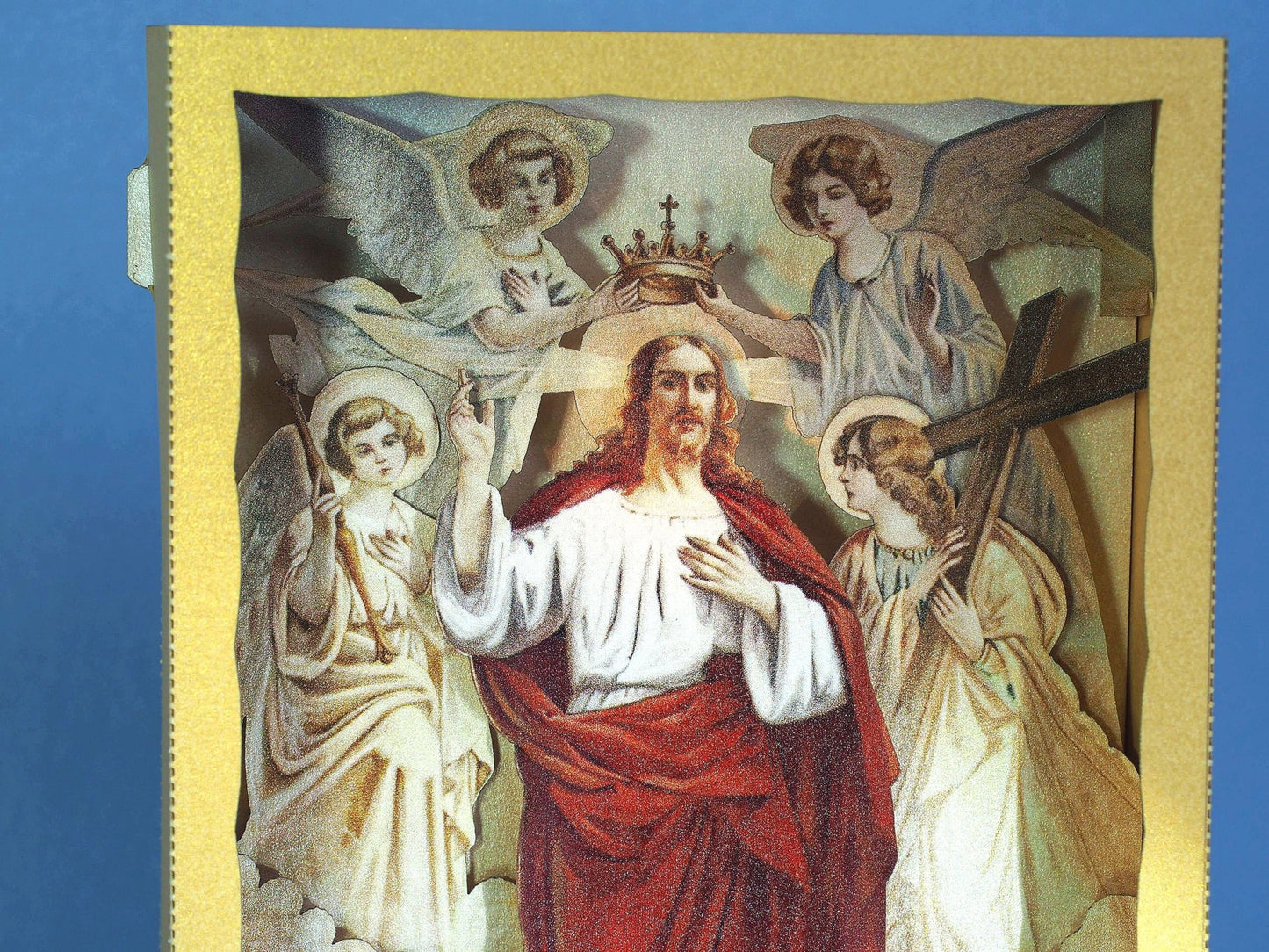 Jesus on Planet. Pop-up paper laser-cut card. 
