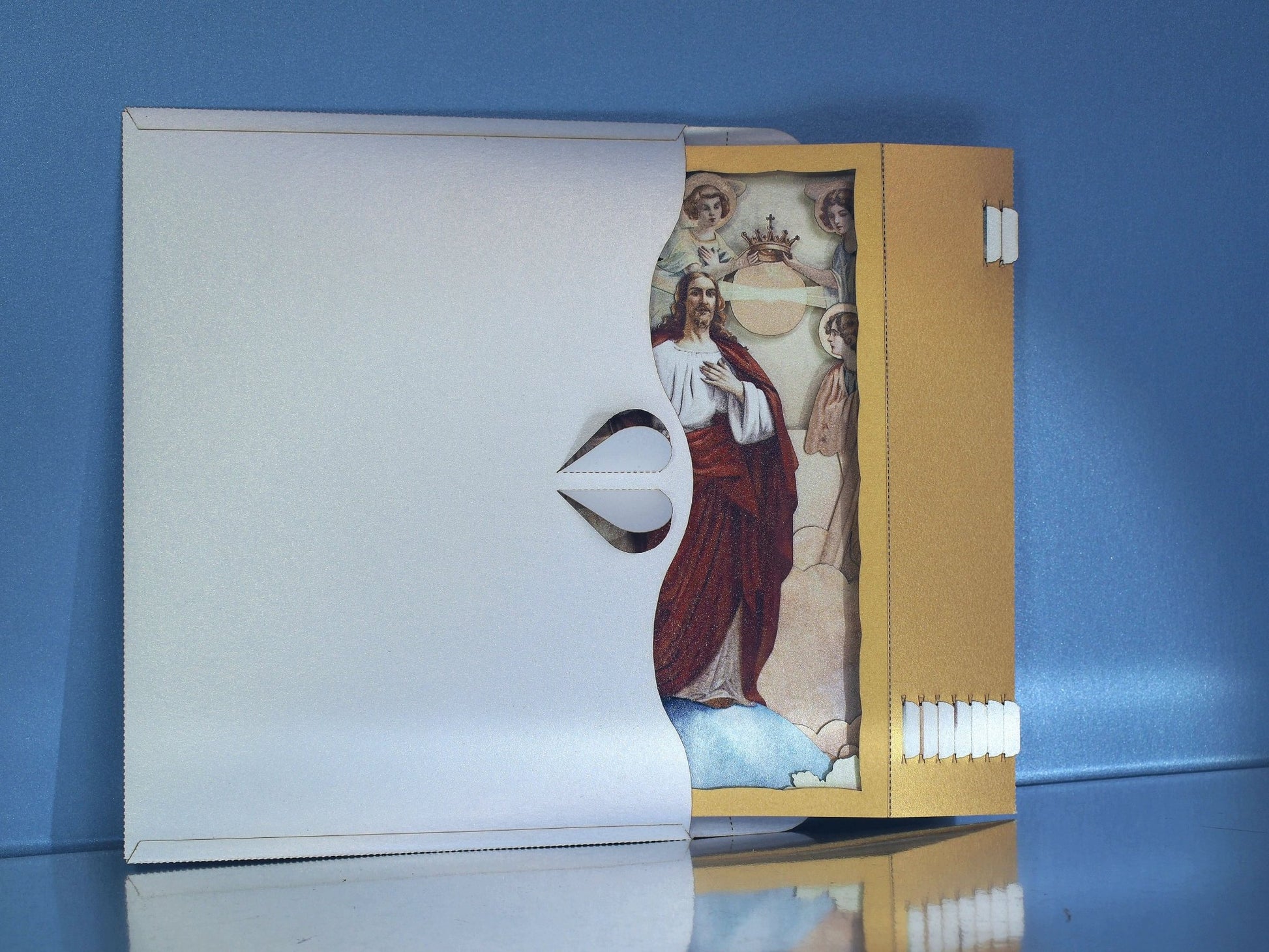 Jesus on Planet. Pop-up paper laser-cut card