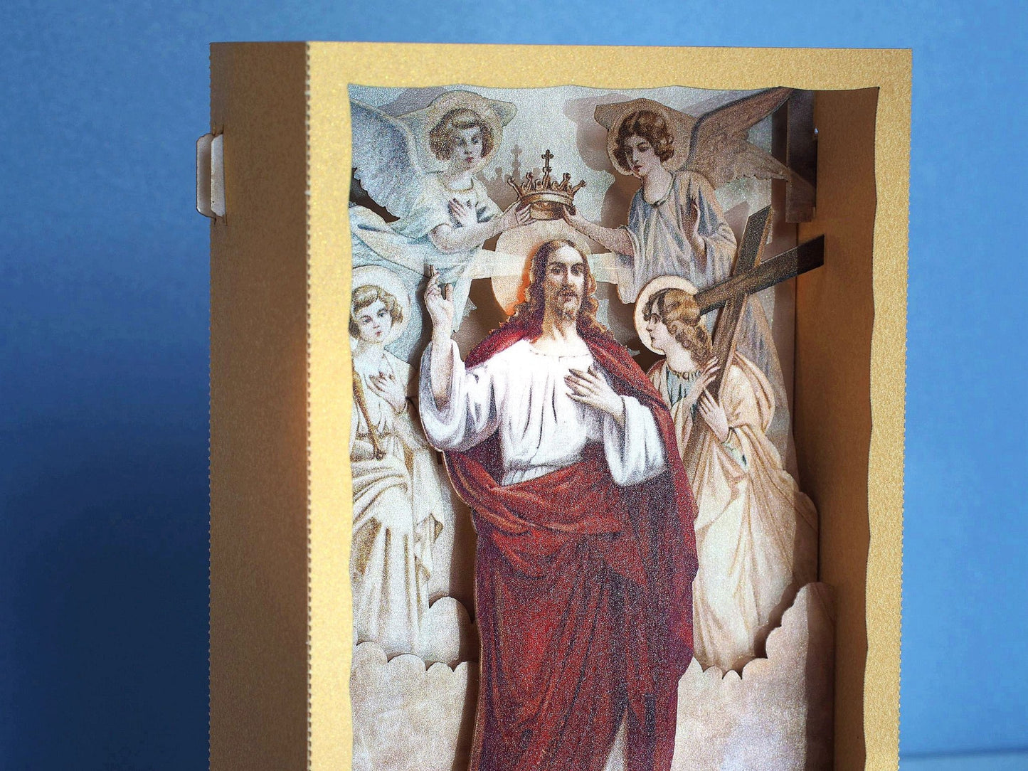 Jesus on Planet. Pop-up paper laser-cut card