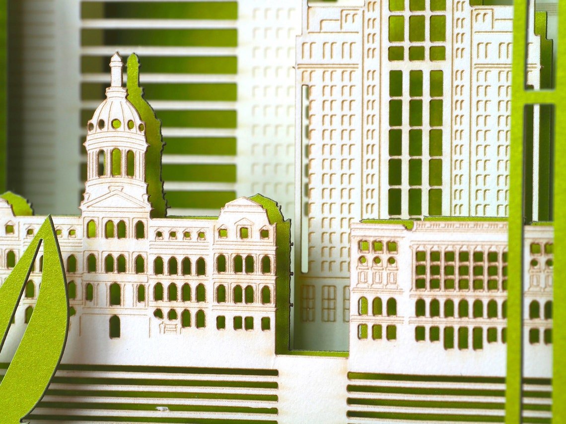 Baltimore pop up card paper model miniature laser cut