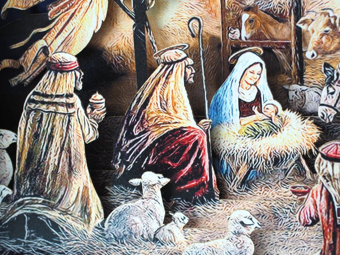 Christmas pop-up card Jesus Birth Holy Night