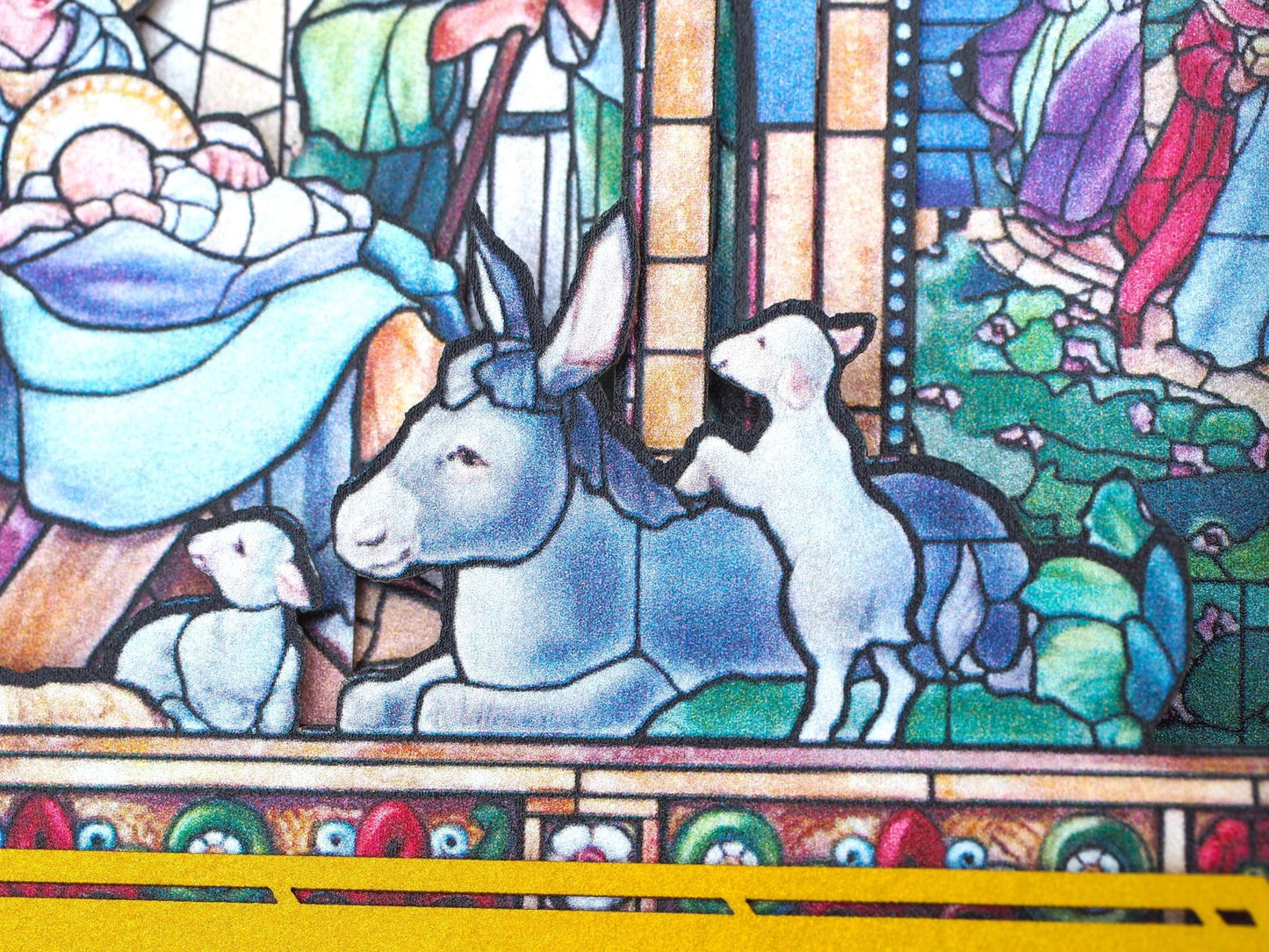 Christmas Nativity Holy Night Scene. Mosaic icon pop up card