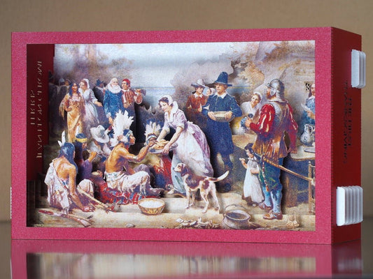 Pop up card The First Thanksgiving. The paper model of Painting Jean Leon Gerome Ferris 