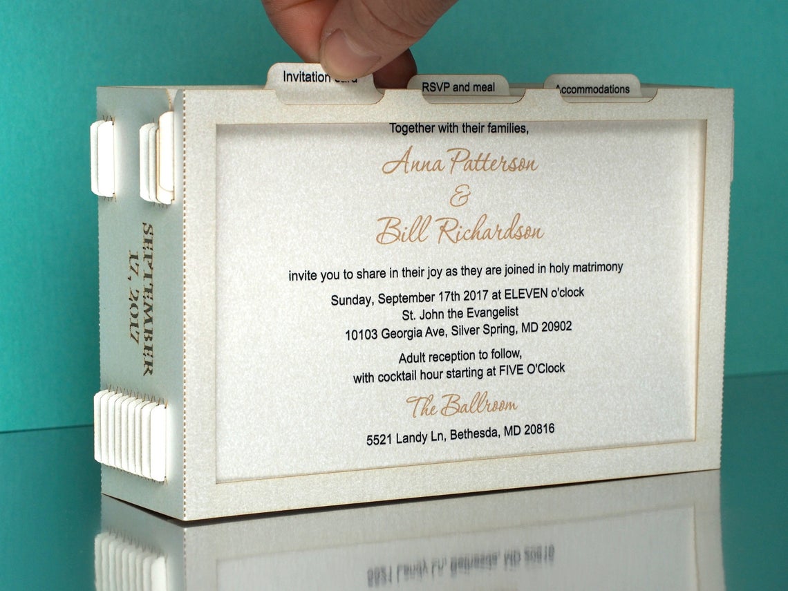 Pop up box RSVP invitation with custom text