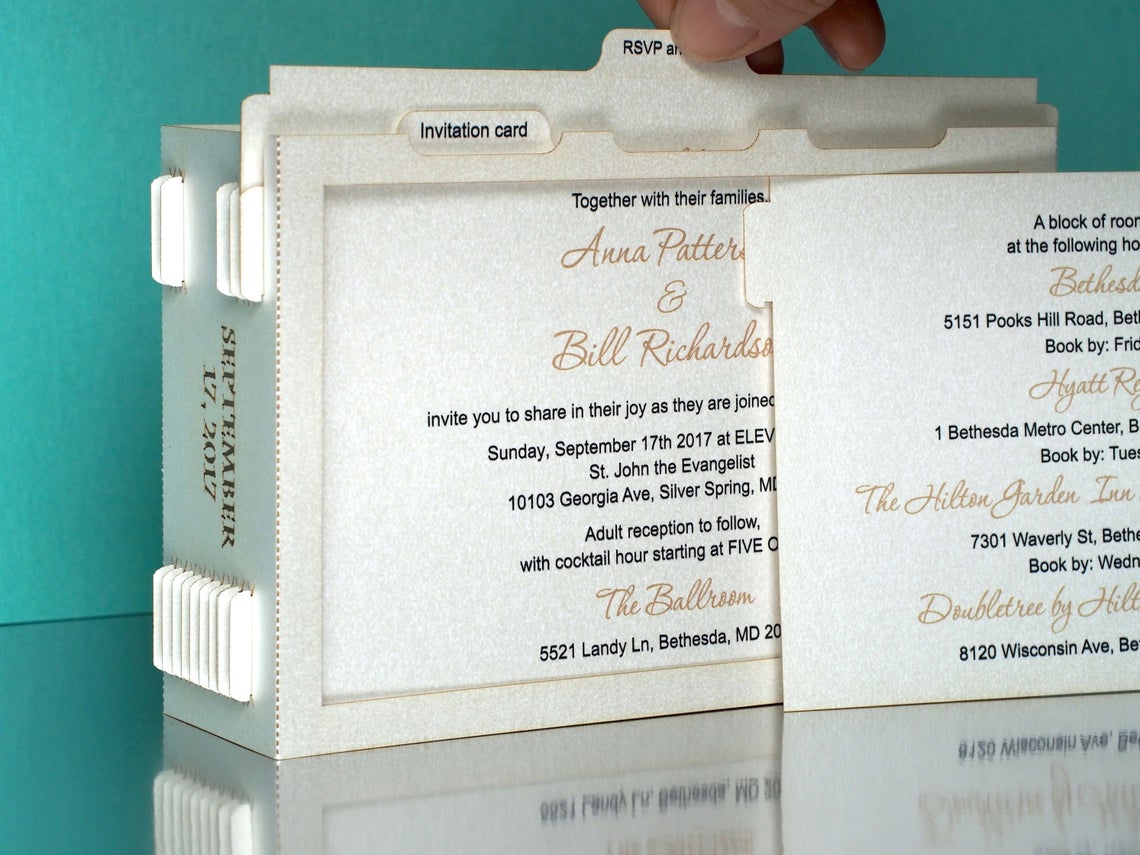 Paper RSVP box with detachable inserts