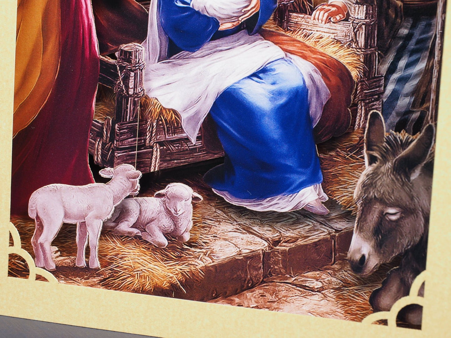 Holy Crib, baby Jesus, Mother Mary Popup card.