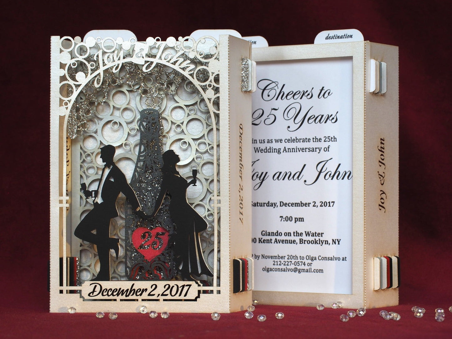 Anniversary / Wedding invitation with the heart and figures pop-up card - ColibriGift