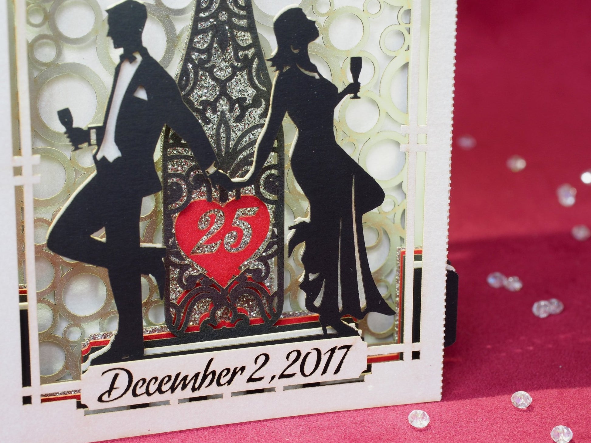 Anniversary / Wedding invitation with the heart and figures pop-up card - ColibriGift