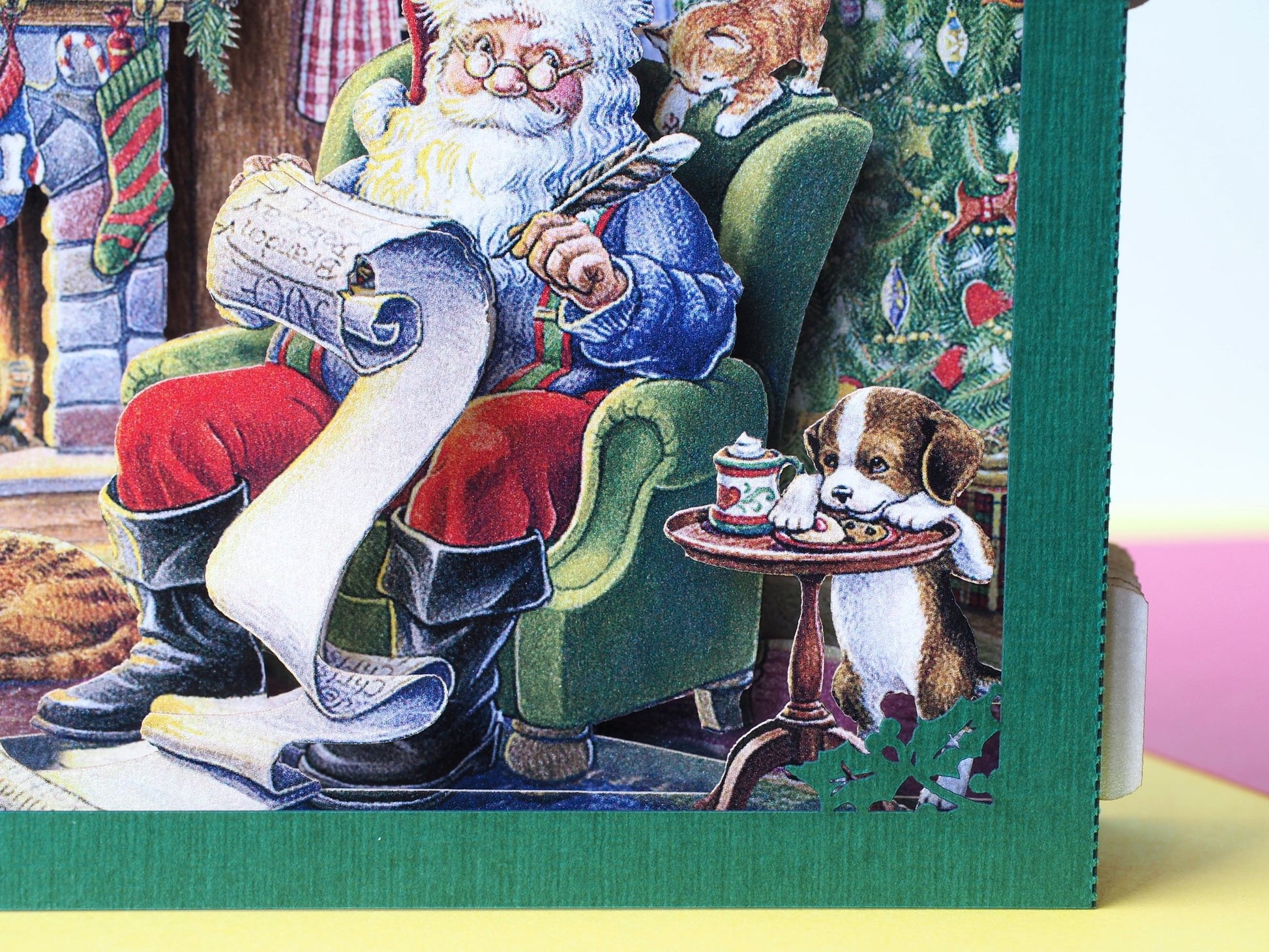 Calendar Christmas pop-up card Santa workshop house - ColibriGift