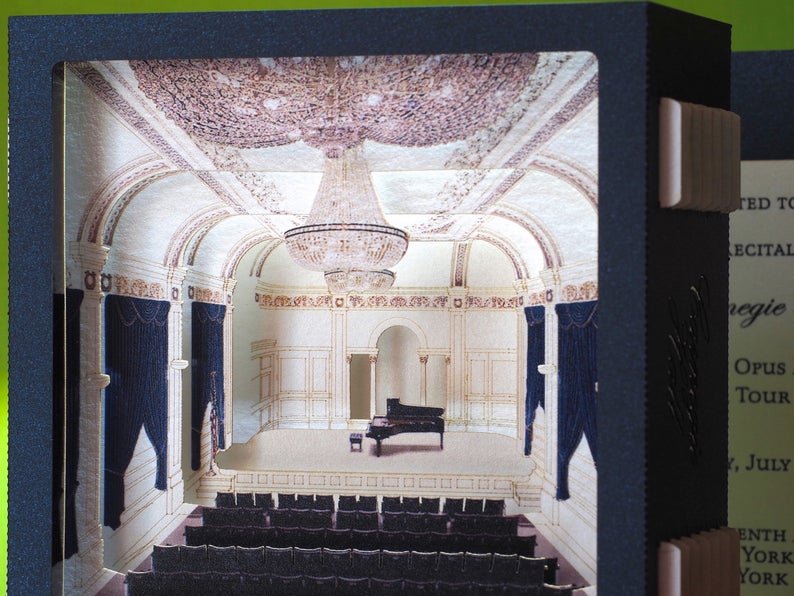Carnegie Hall, Midtown Manhattan in New York City, United States, pop-up card - ColibriGift