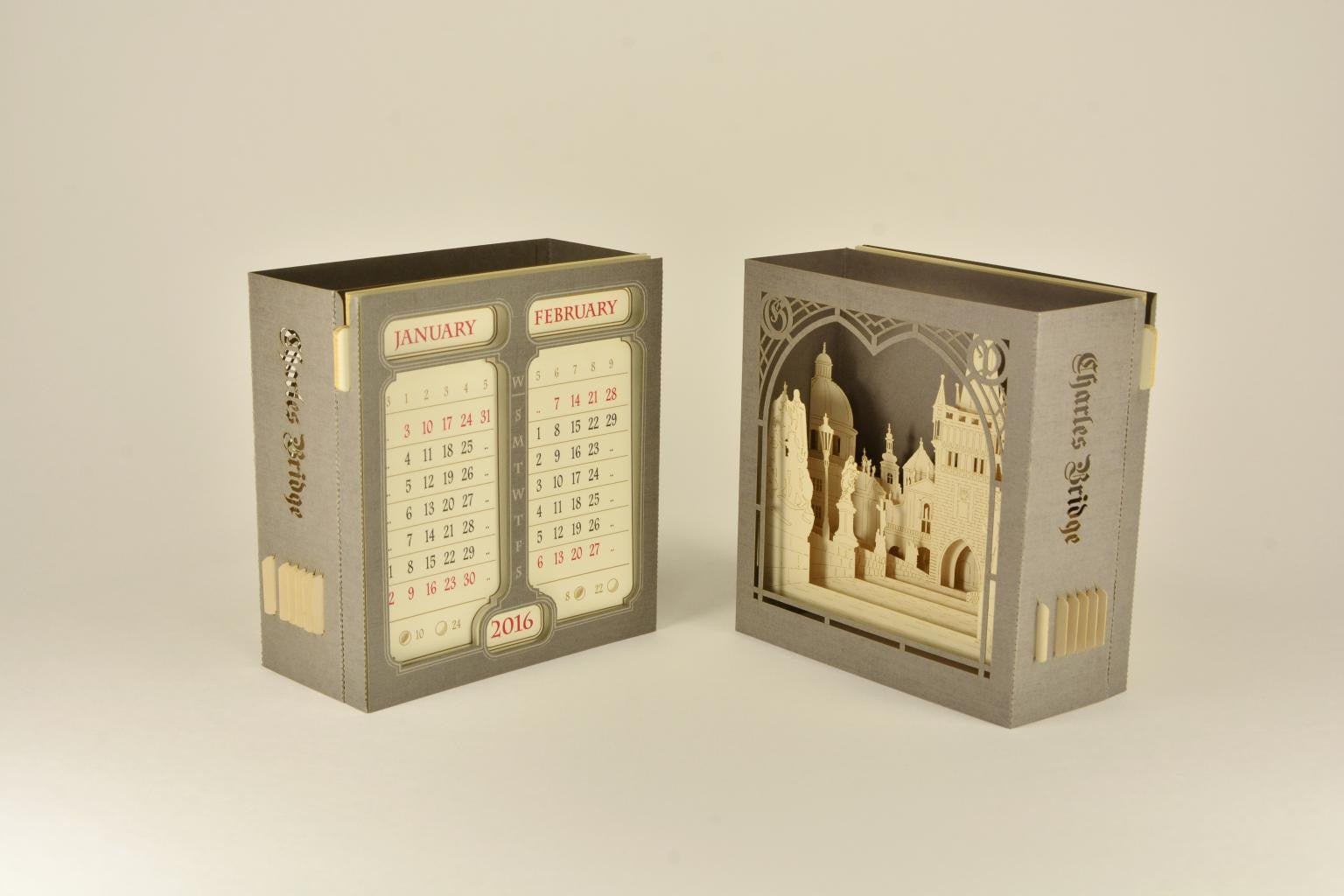Charles Bridge miniature Desk Calendar pop-up card - ColibriGift