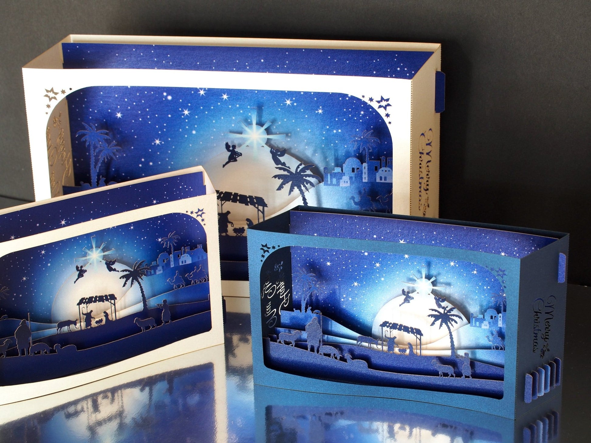 Christmas Nativity Crib pop up cards. Paper laser cut 3d model box with the Holy Night Scene, Jesus Birth. - ColibriGift