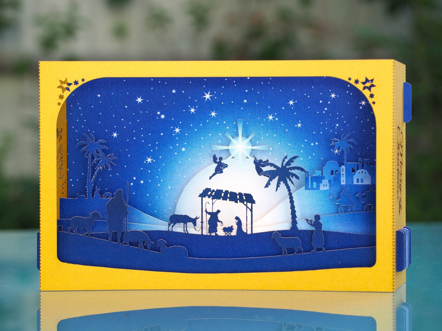 Christmas Nativity Crib pop up cards. Paper laser cut 3d model box with the Holy Night Scene, Jesus Birth. - ColibriGift