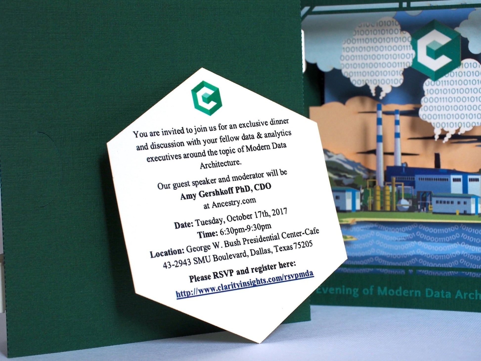 Company dinner invitation Modern Date Architecture RSVP pop-up card corporate event invite Logo promo item - ColibriGift