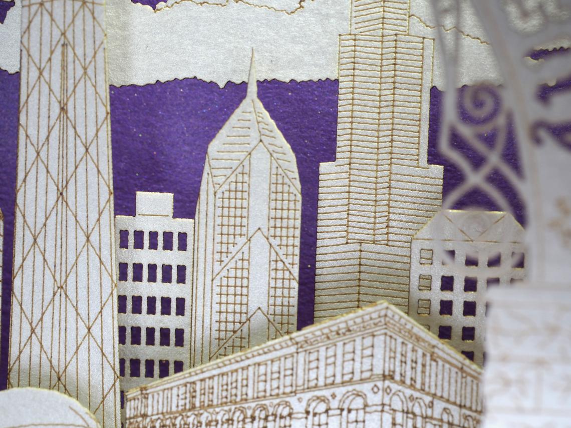 Corporate Northwestern University paper miniature, NU Evanston, Illinois, Chicago, USA pop-up card, promo card - ColibriGift