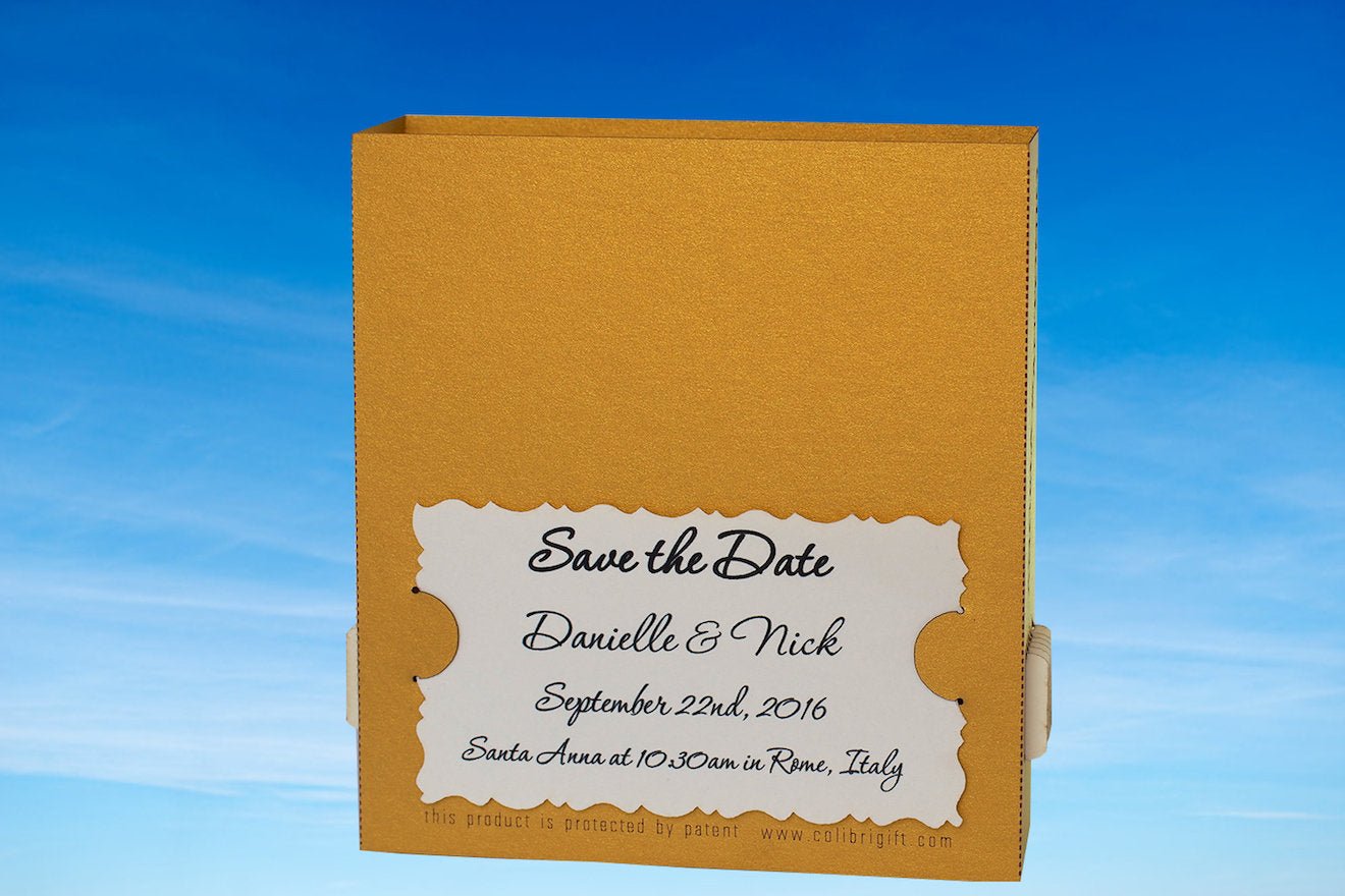 Custom wedding invitation pop-up card Charles Bridge theme - ColibriGift