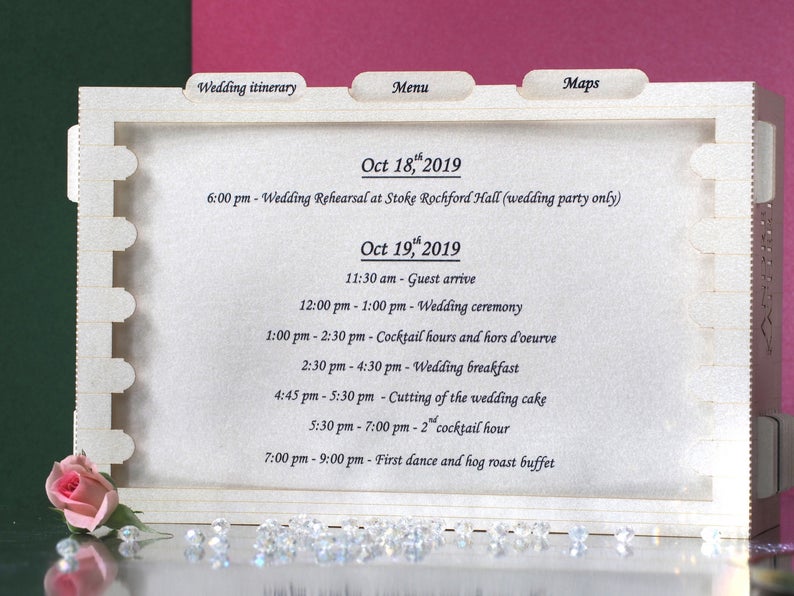 Custom wedding invitation Stoke Rochford Hall in Lincolnshire England pop-up card - ColibriGift
