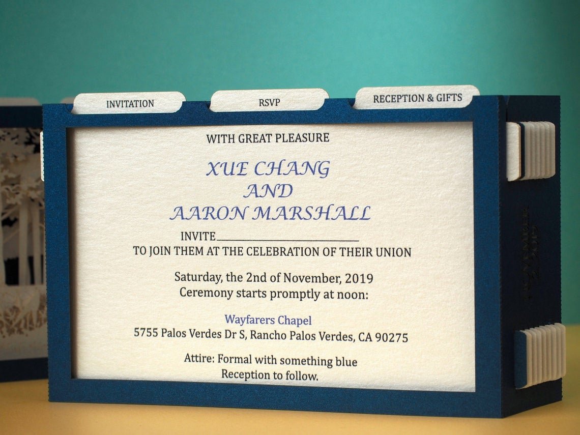 Custom wedding invitation the Anthony Chapel Complex at Garvan Woodland Gardens pop-up card - ColibriGift