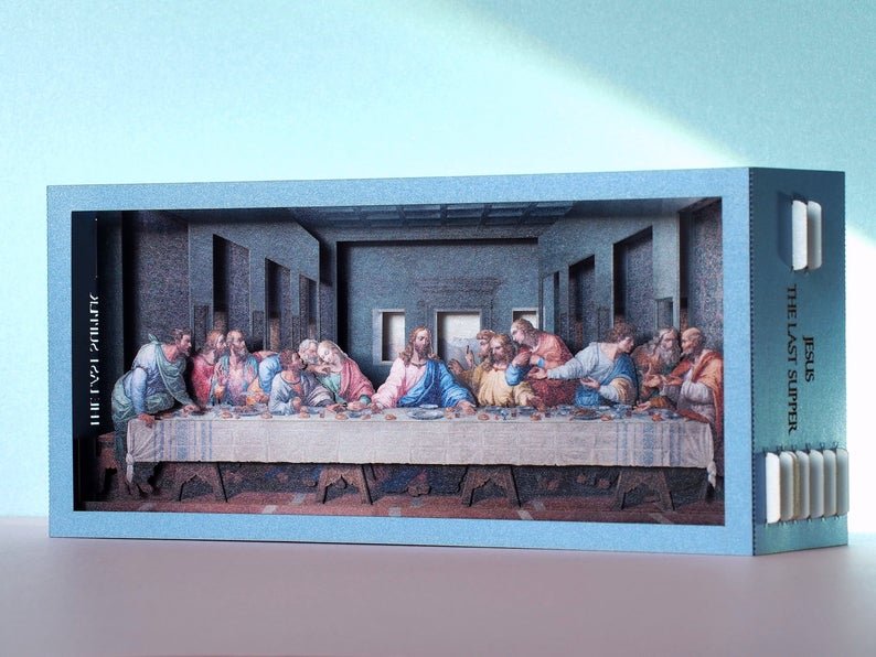 Easter Gift The Last Supper of Jesus with his apostles. Pop up paper art miniature Leonardo da Vinci painting. - ColibriGift