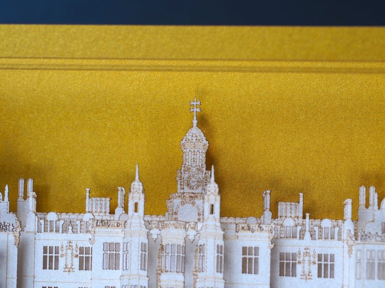 Harlaxton Manor Castle, Lincolnshire, England pop-up card - ColibriGift