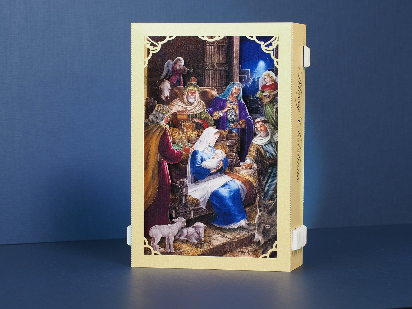 Holy Nativity paper miniature scene. Holy Crib, baby Jesus, Mother Mary, Joseph, holy star. Popup card. - ColibriGift