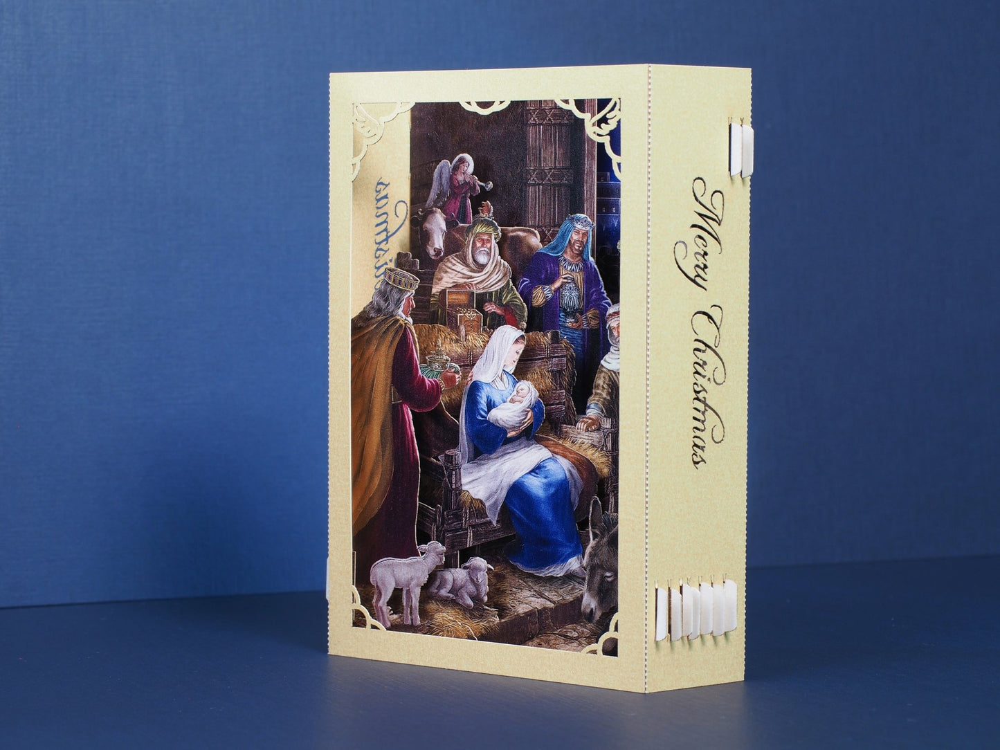 Holy Nativity paper miniature scene. Holy Crib, baby Jesus, Mother Mary, Joseph, holy star. Popup card. - ColibriGift