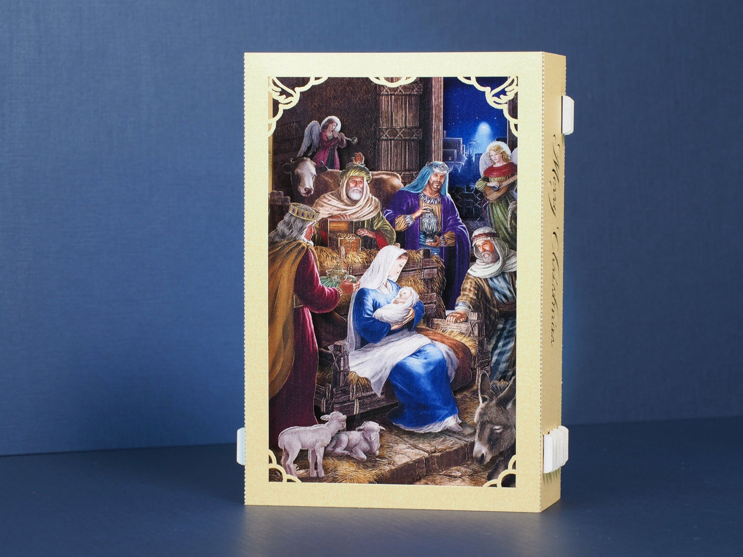 Holy Nativity paper miniature scene. Holy Crib, baby Jesus, Mother Mary, Joseph, holy star. Popup card. - ColibriGift