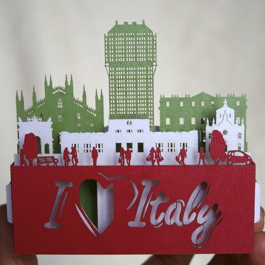  Italy Landmark pop-up card - paper small model miniature. 