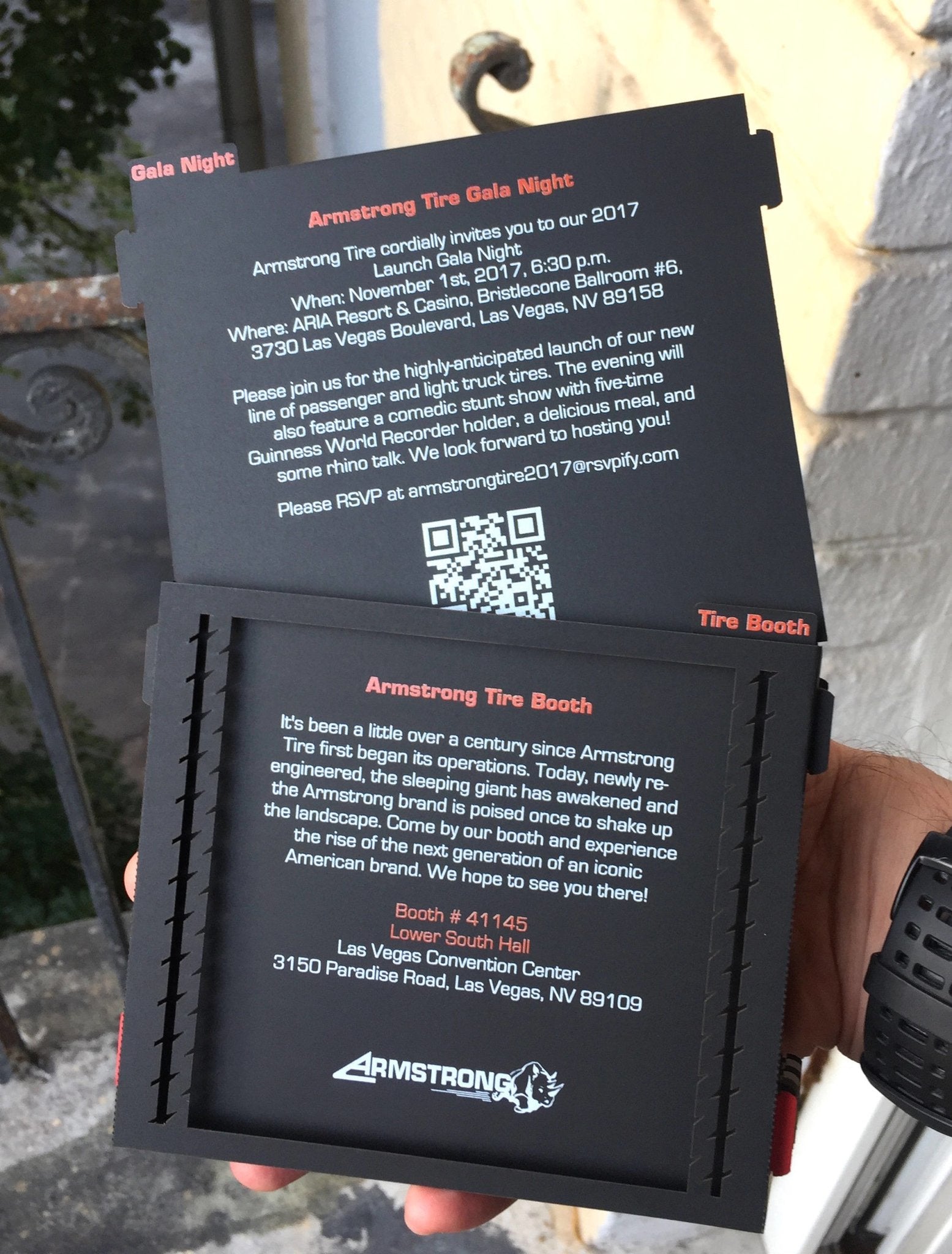 laser cut card box with inserts with information text for conference
