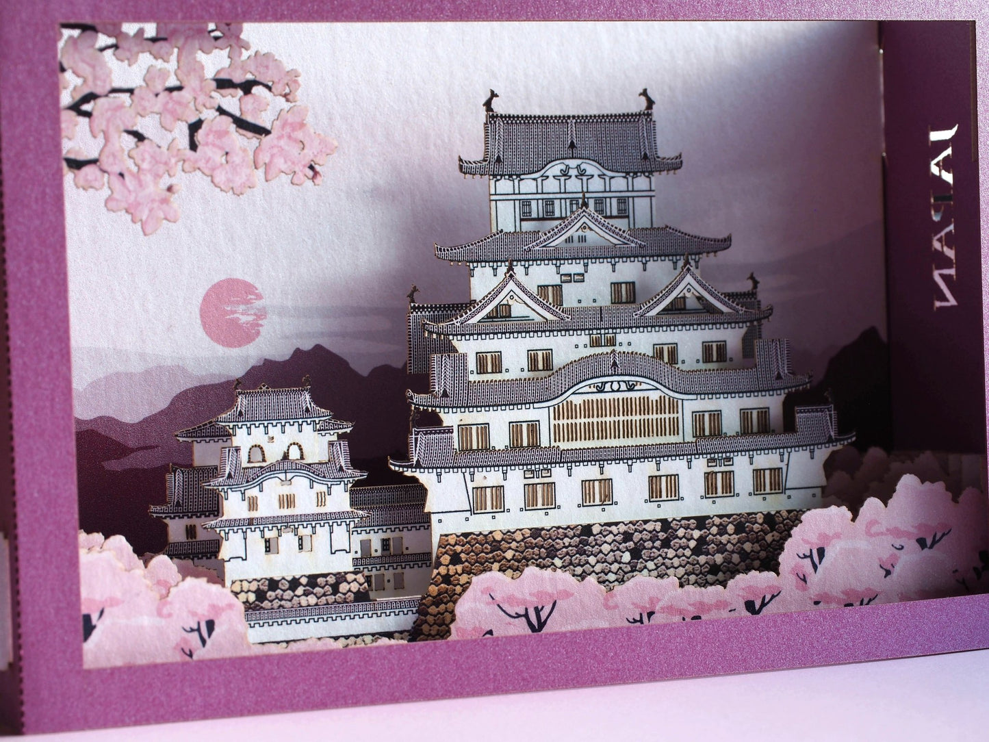Japan Hineji Castle. Paper pop up card. Laser cut 3d box miniature. Kirigami - ColibriGift