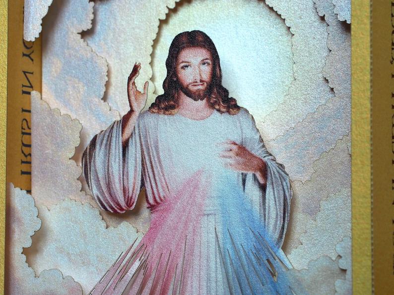 Jesus I trust in You Icon. Pop up card. Divine Mercy Prayer Cards. God. Religious cards, gifts. - ColibriGift